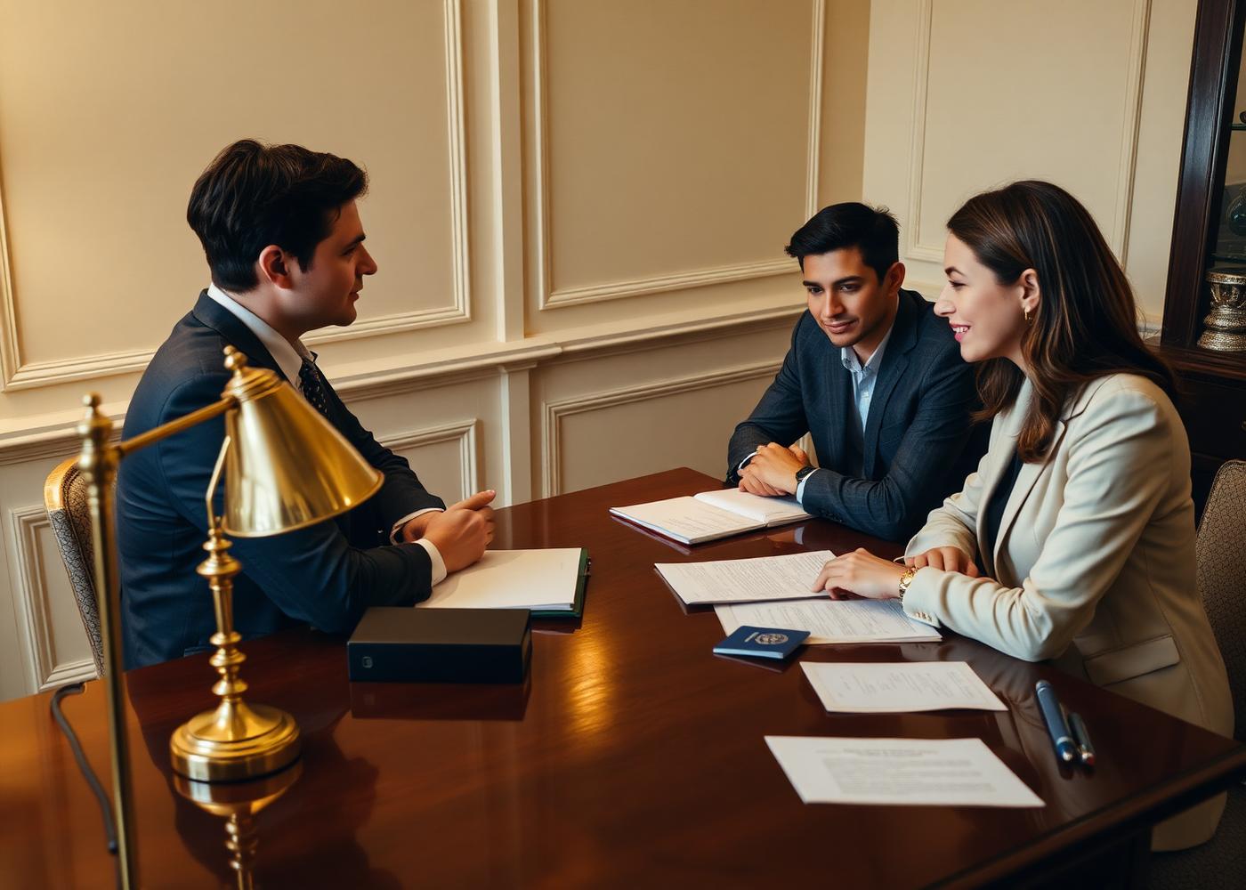 Hygrades counsellor reviewing an application file with two students